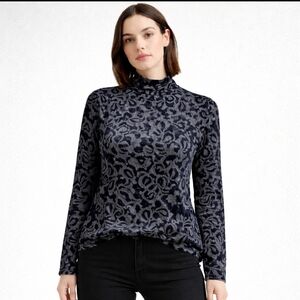 Black Faux Leather Applique Edgy Witchy Top Whimsygoth Women Sz M